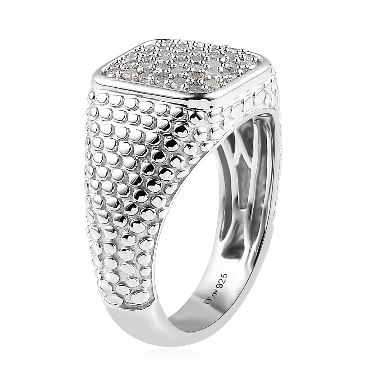 White Diamond Men's Ring in Platinum Over Sterling Silver (Size 14.0) 1.00 ctw image number 3