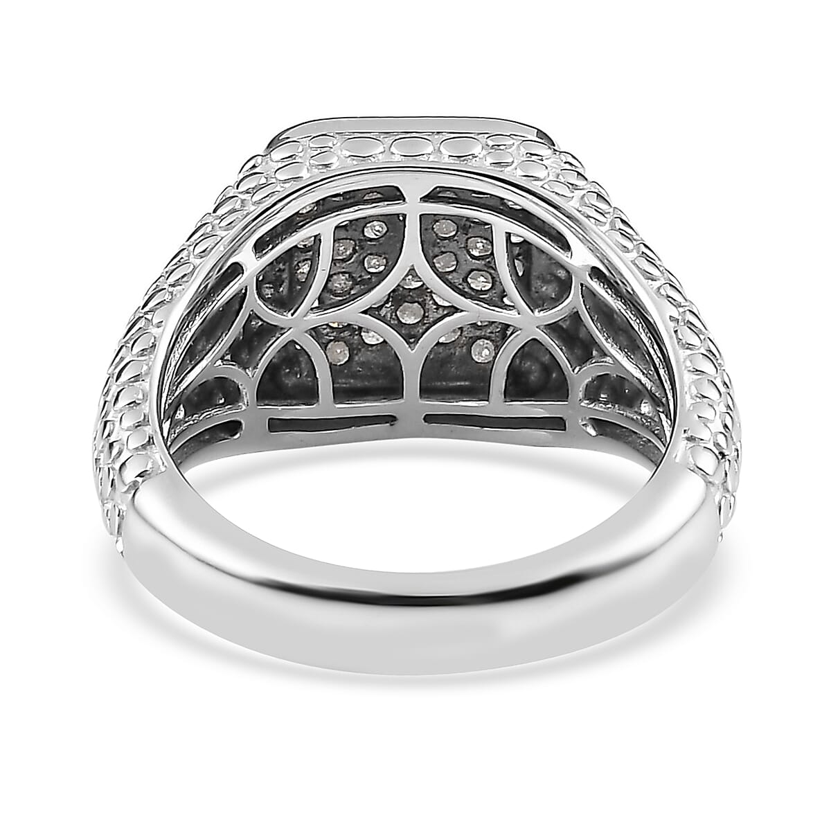 White Diamond Men's Ring in Platinum Over Sterling Silver (Size 14.0) 1.00 ctw image number 4