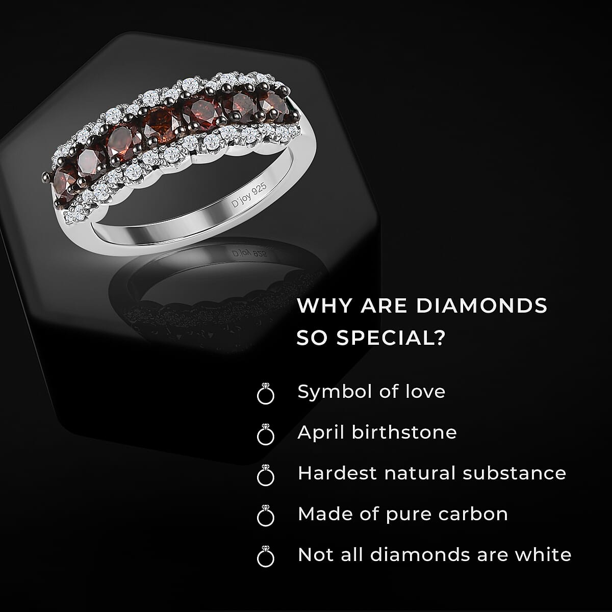 D'Joy Red and White Diamond 1.00 ctw Ring in Platinum Over Sterling Silver (Size 10.0)  image number 4