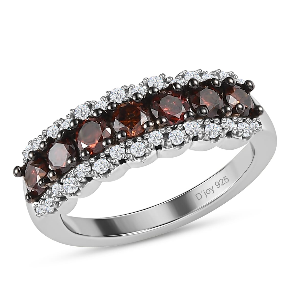 D'Joy Red and White Diamond 1.00 ctw Ring in Platinum Over Sterling Silver (Size 7.0)  image number 0