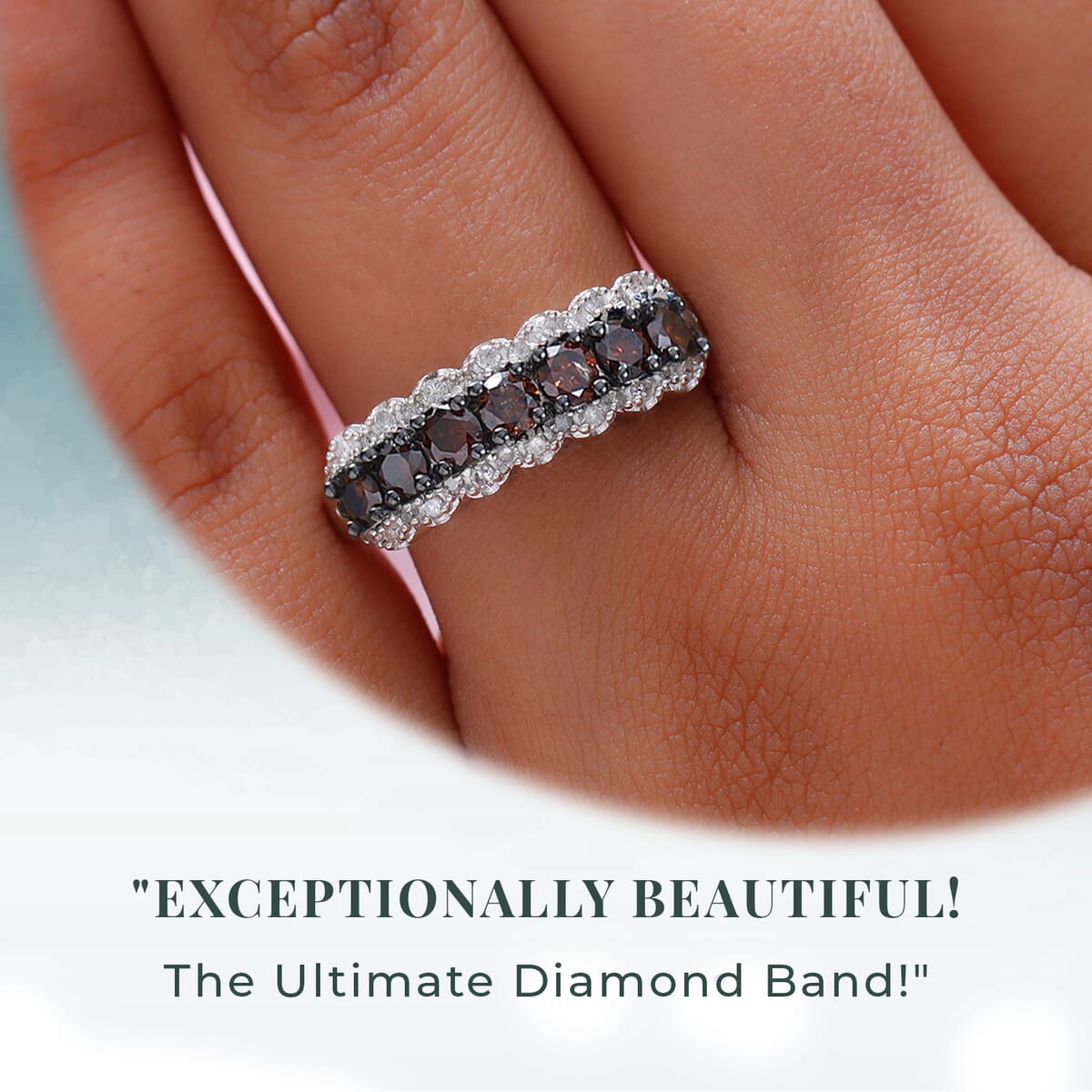 D'Joy Red and White Diamond 1.00 ctw Ring in Platinum Over Sterling Silver (Size 7.0)  image number 2
