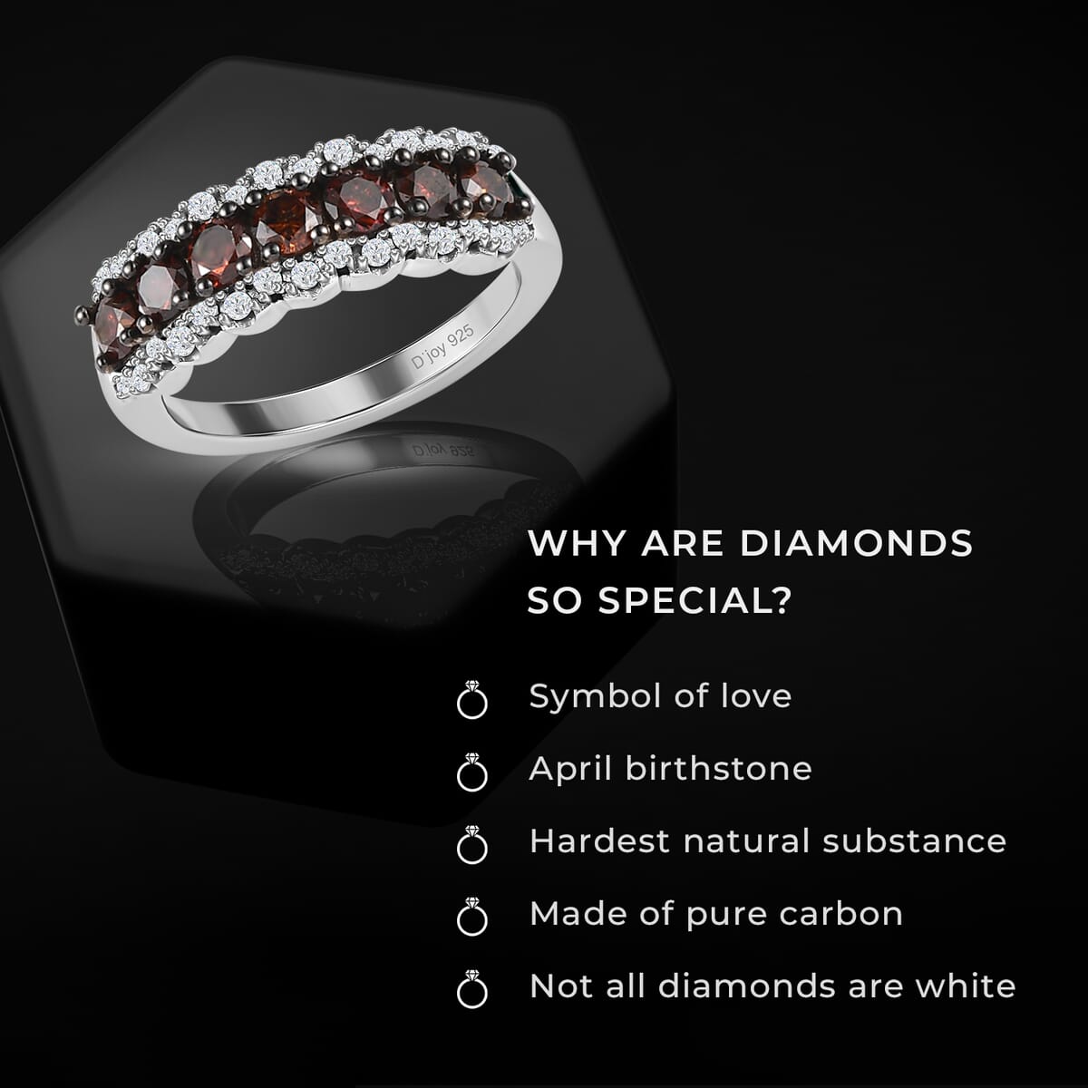 D'Joy Red and White Diamond 1.00 ctw Ring in Platinum Over Sterling Silver (Size 7.0)  image number 4