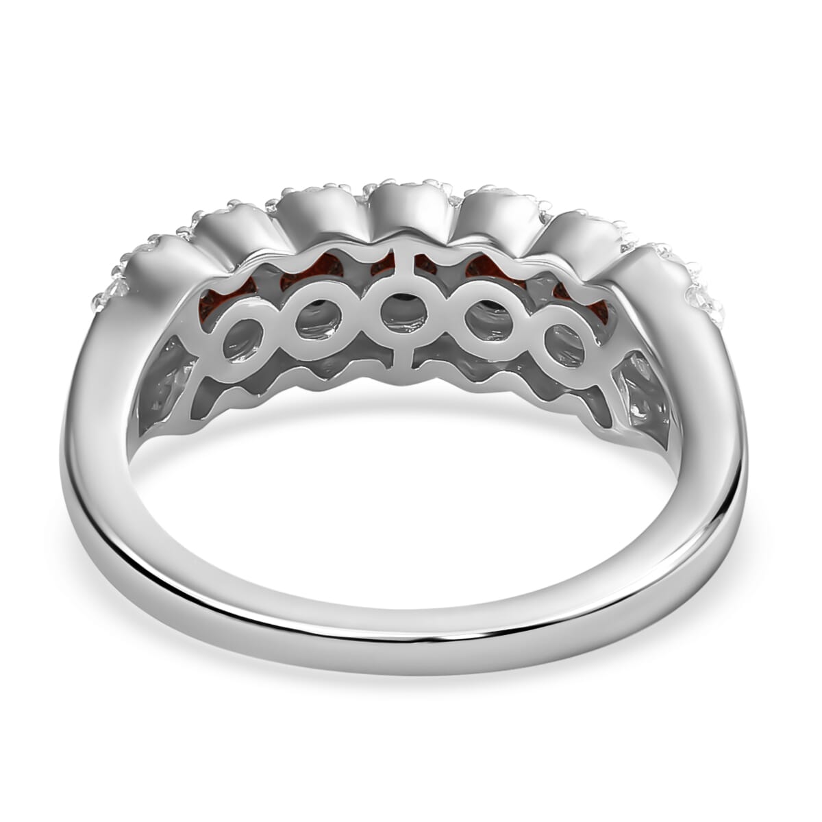 D'Joy Red and White Diamond 1.00 ctw Ring in Platinum Over Sterling Silver (Size 7.0)  image number 6