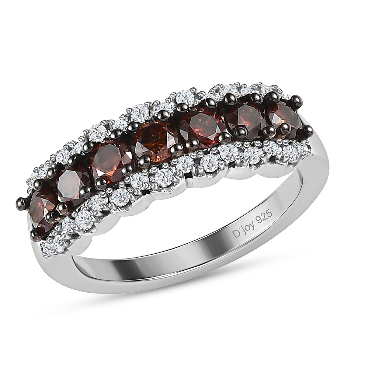 D'Joy Red and White Diamond 1.00 ctw Ring in Platinum Over Sterling Silver (Size 8.0)  image number 0