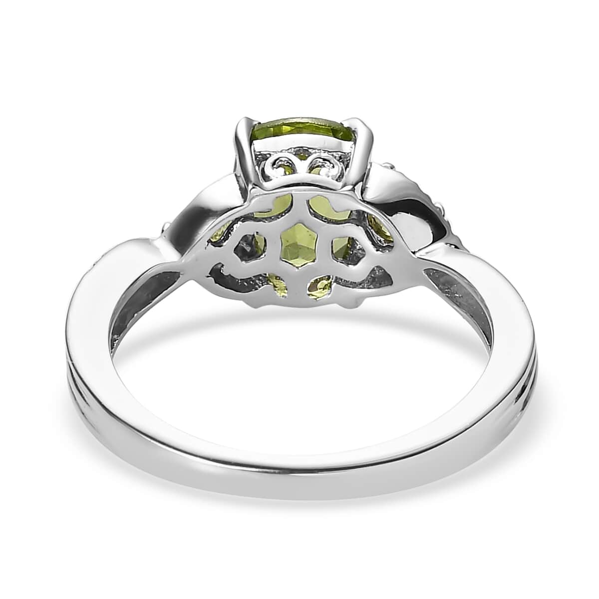 Peridot 3 Stone Ring in Platinum Over Sterling Silver (Size 6.0) 1.65 ctw image number 4