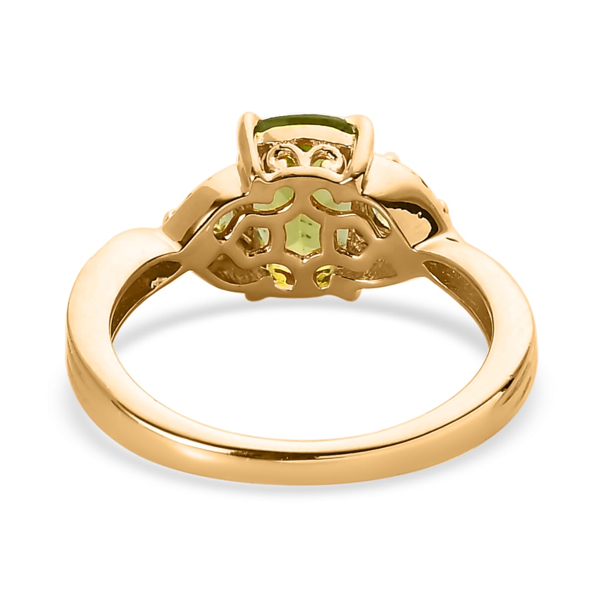 Peridot 3 Stone Ring in Vermeil Yellow Gold Over Sterling Silver (Size 6.0) 1.65 ctw image number 4