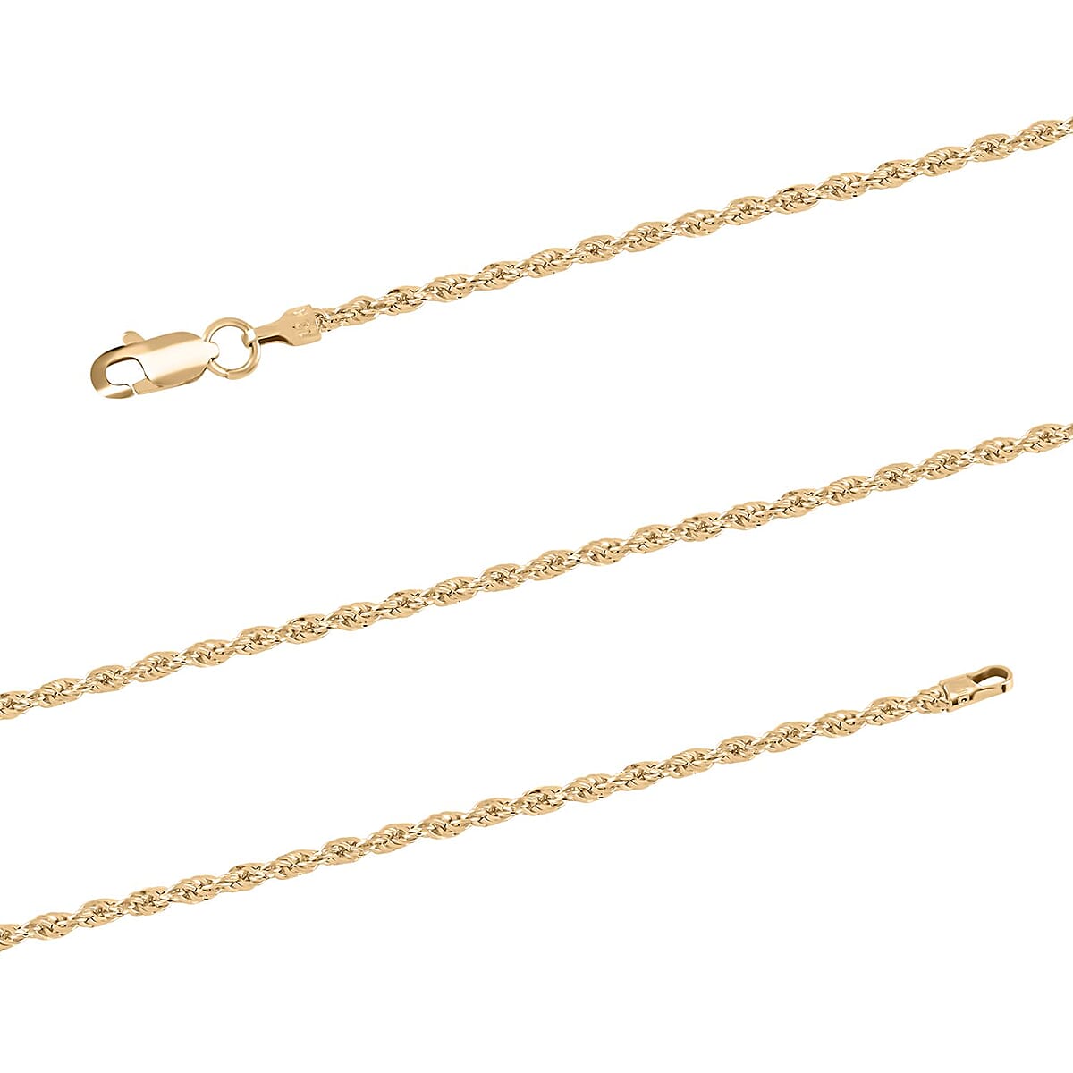 10K Yellow Gold 1.9mm Laser Rope Chain Necklace 22 Inches 1.7 Grams image number 2
