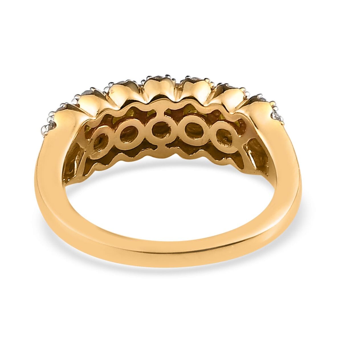 Yellow and White Diamond Ring in Vermeil Yellow Gold Over Sterling Silver (Size 7.0) 1.00 ctw image number 4