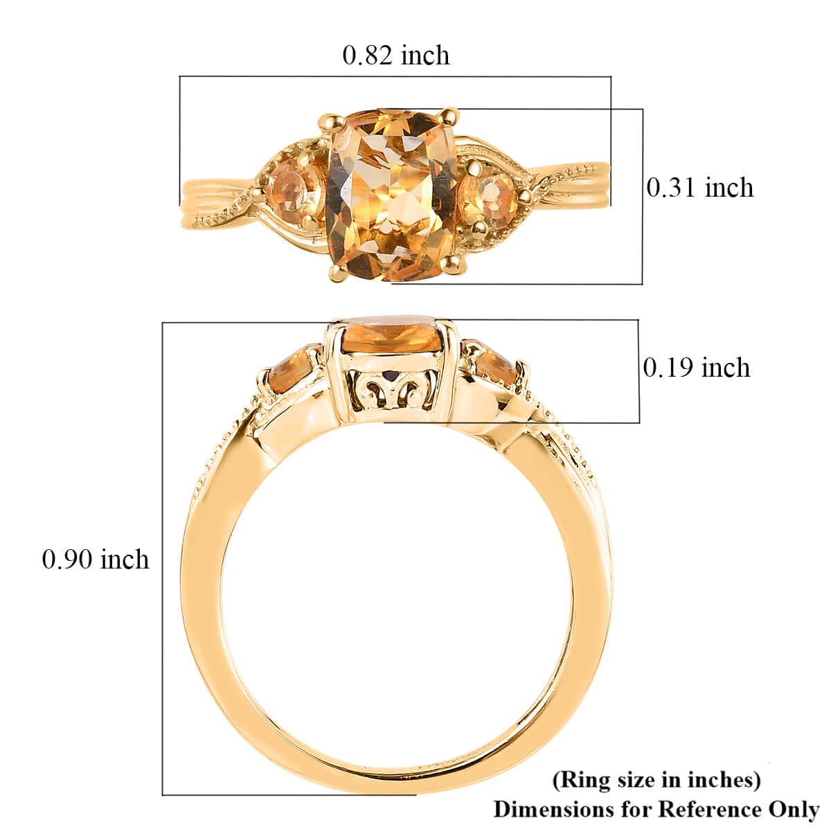 Brazilian Citrine 3 Stone Ring in Vermeil Yellow Gold Over Sterling Silver (Size 9.0) 1.60 ctw image number 5