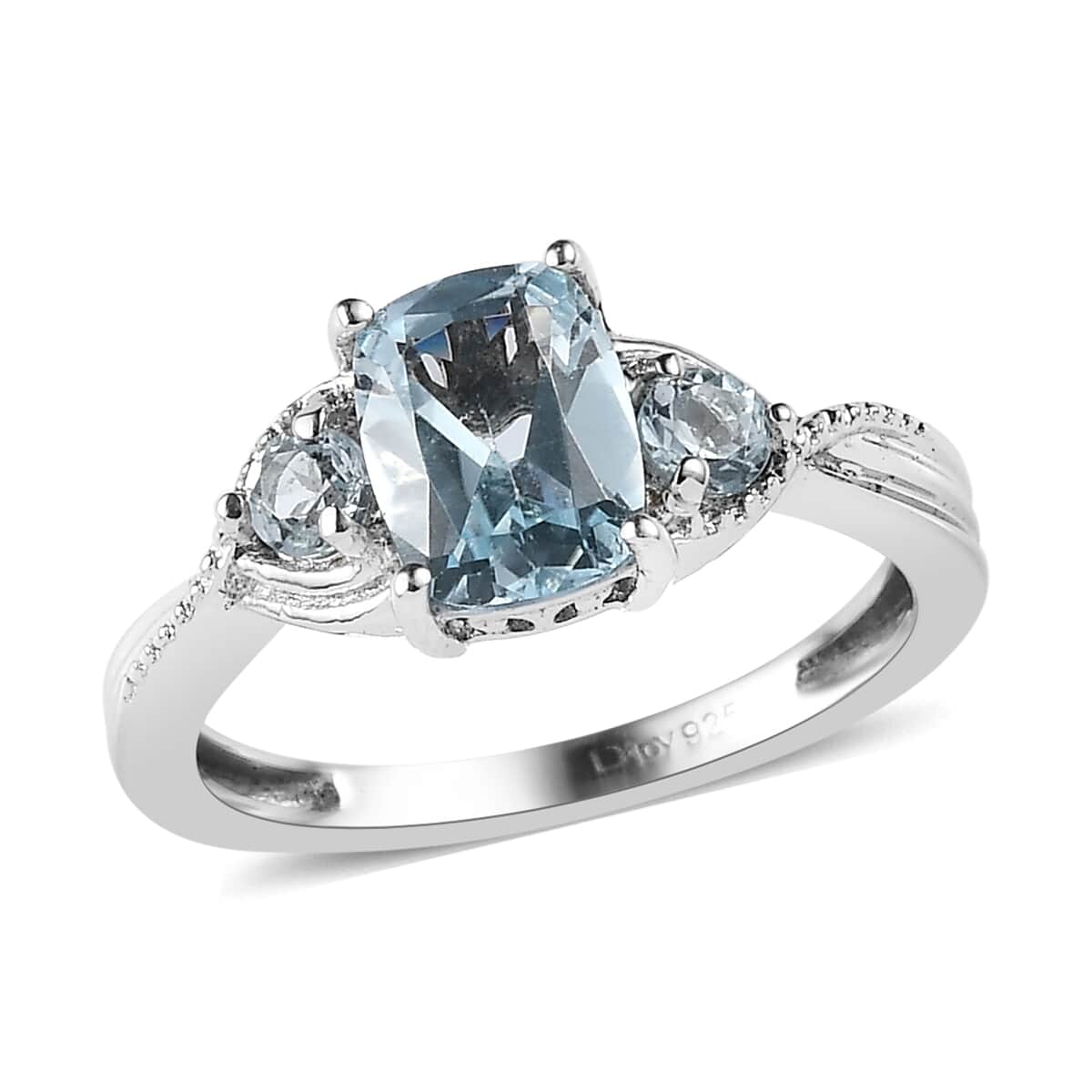 Sky Blue Topaz 3 Stone Ring in Platinum Over Sterling Silver (Size 6.0) 1.85 ctw image number 0