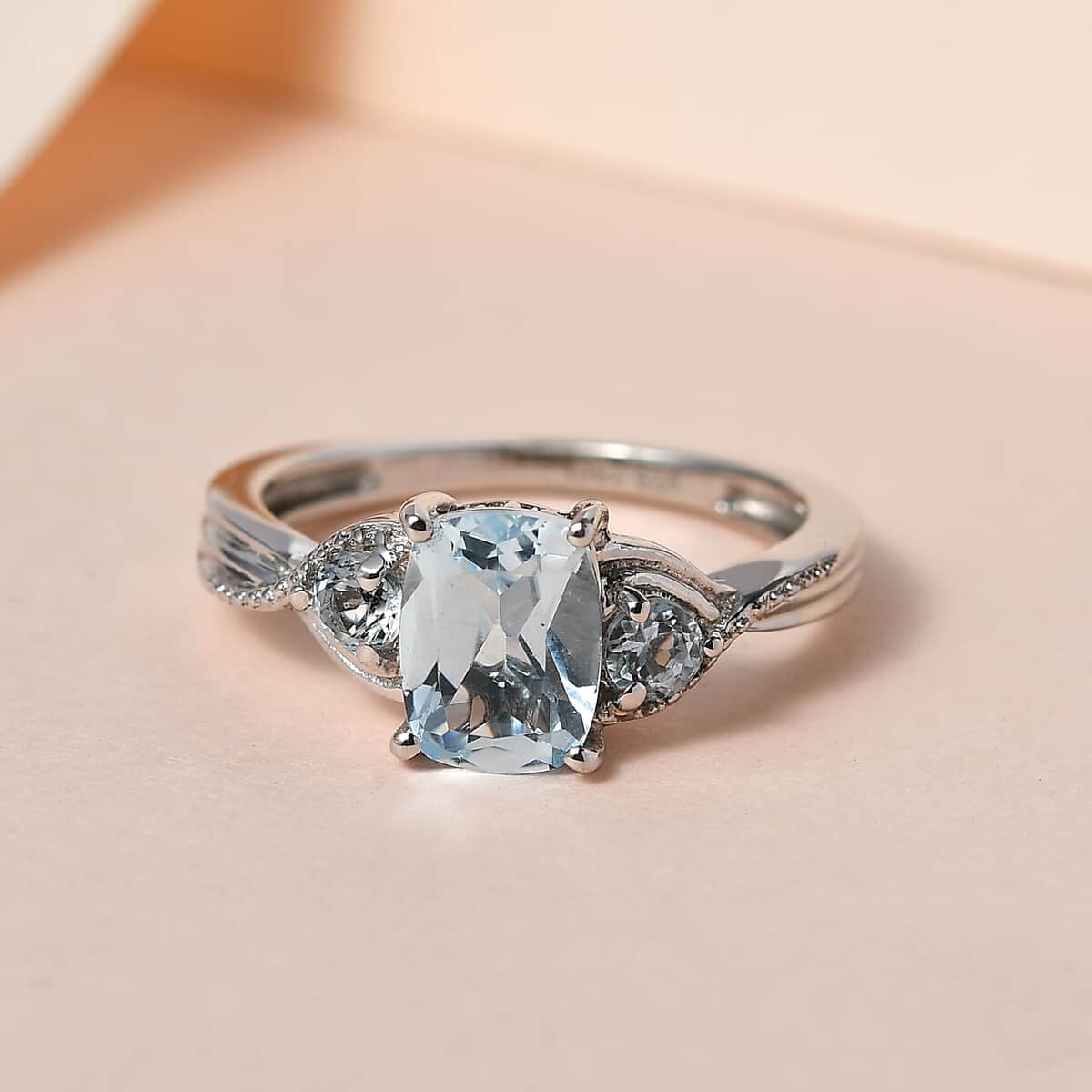 Sky Blue Topaz 3 Stone Ring in Platinum Over Sterling Silver (Size 6.0) 1.85 ctw image number 1