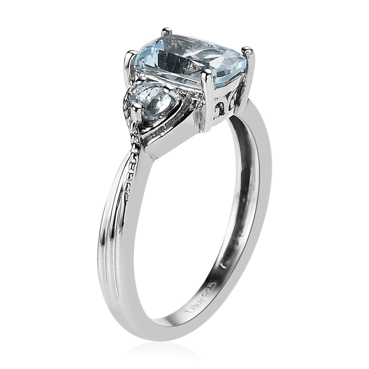 Sky Blue Topaz 3 Stone Ring in Platinum Over Sterling Silver (Size 6.0) 1.85 ctw image number 3