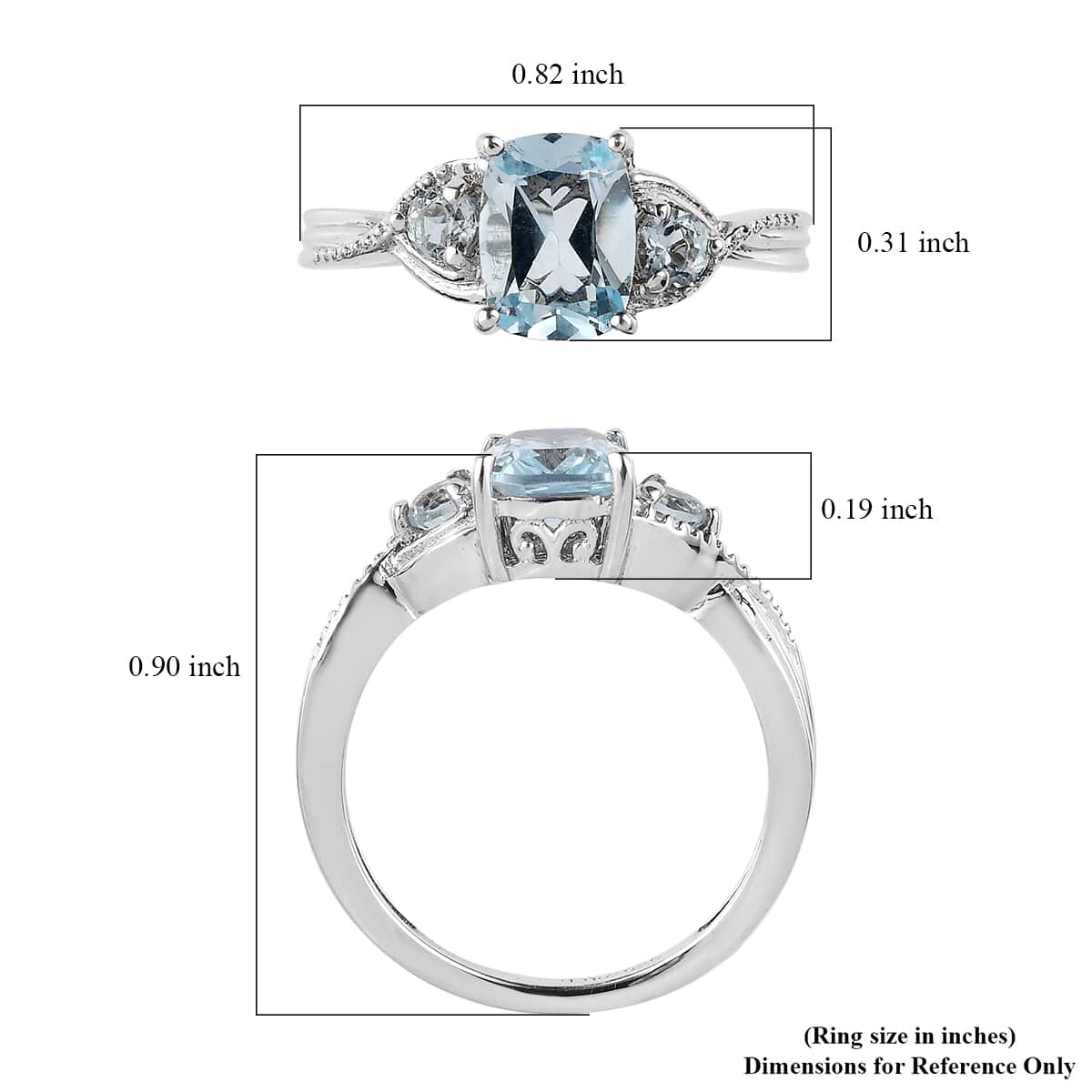 Sky Blue Topaz 3 Stone Ring in Platinum Over Sterling Silver (Size 6.0) 1.85 ctw image number 5