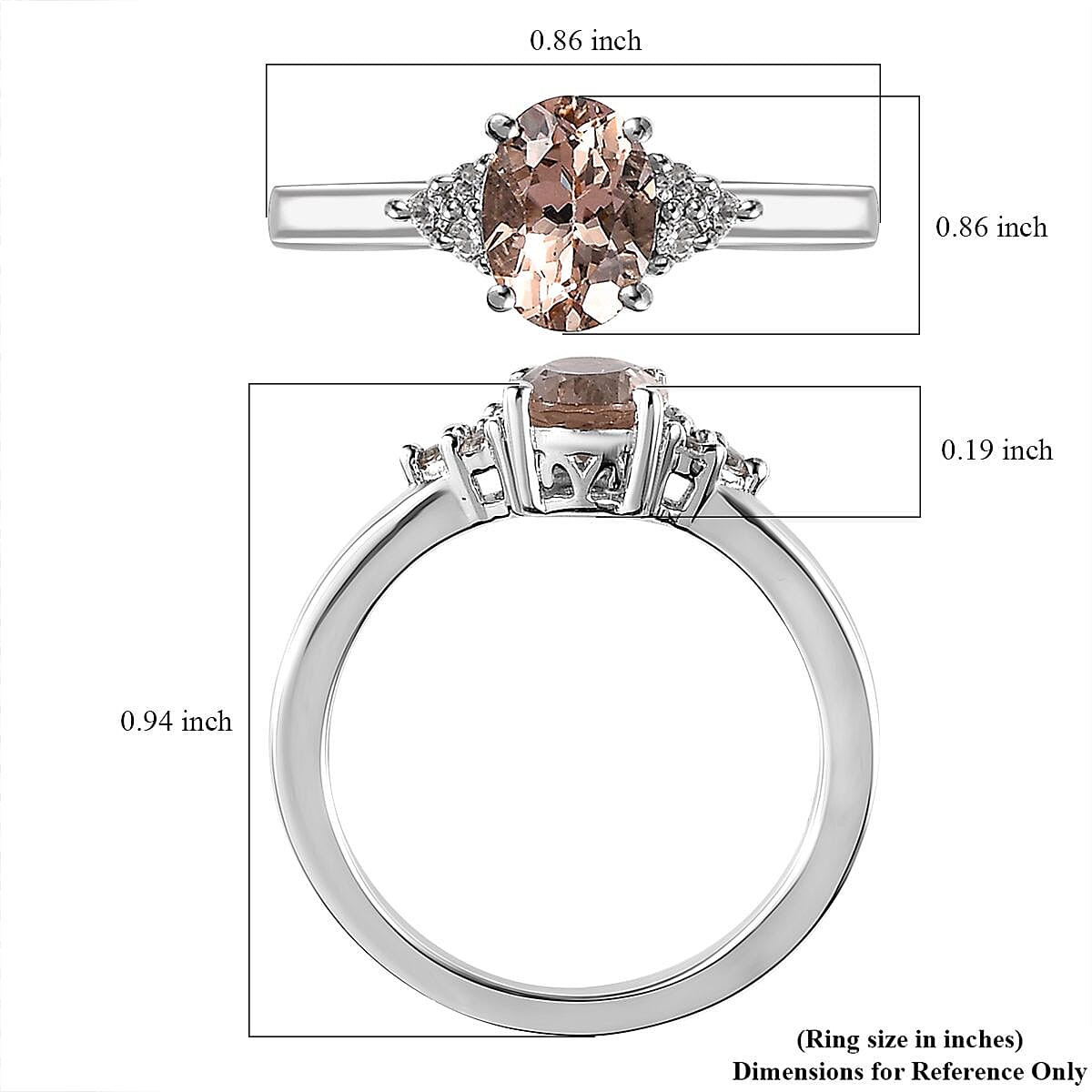 AAA Marropino Morganite and White Zircon Ring in Platinum Over Sterling Silver, Morganite Jewelry, Pink Birthday Anniversary Gift For Her 1.10 ctw
