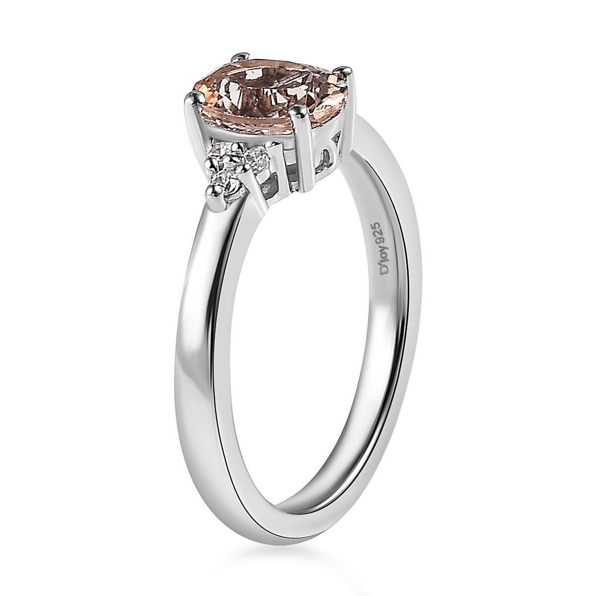 AAA Marropino Morganite and White Zircon Ring in Platinum Over Sterling Silver, Morganite Jewelry, Pink Birthday Anniversary Gift For Her 1.10 ctw image number 3