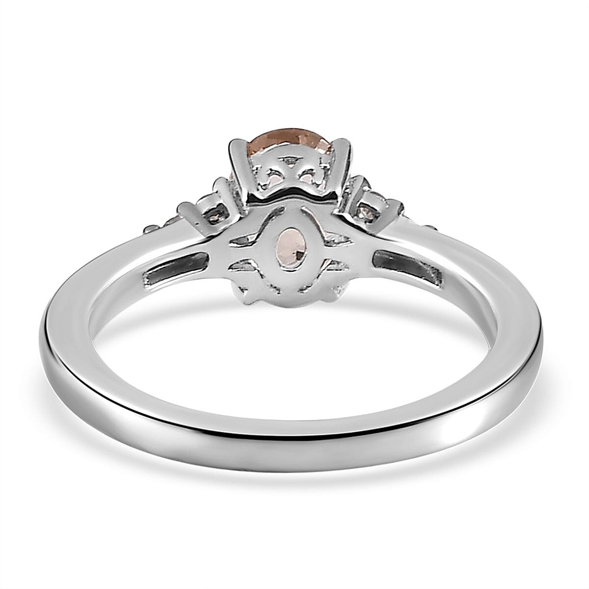 AAA Marropino Morganite and White Zircon Ring in Platinum Over Sterling Silver, Morganite Jewelry, Pink Birthday Anniversary Gift For Her 1.10 ctw image number 4
