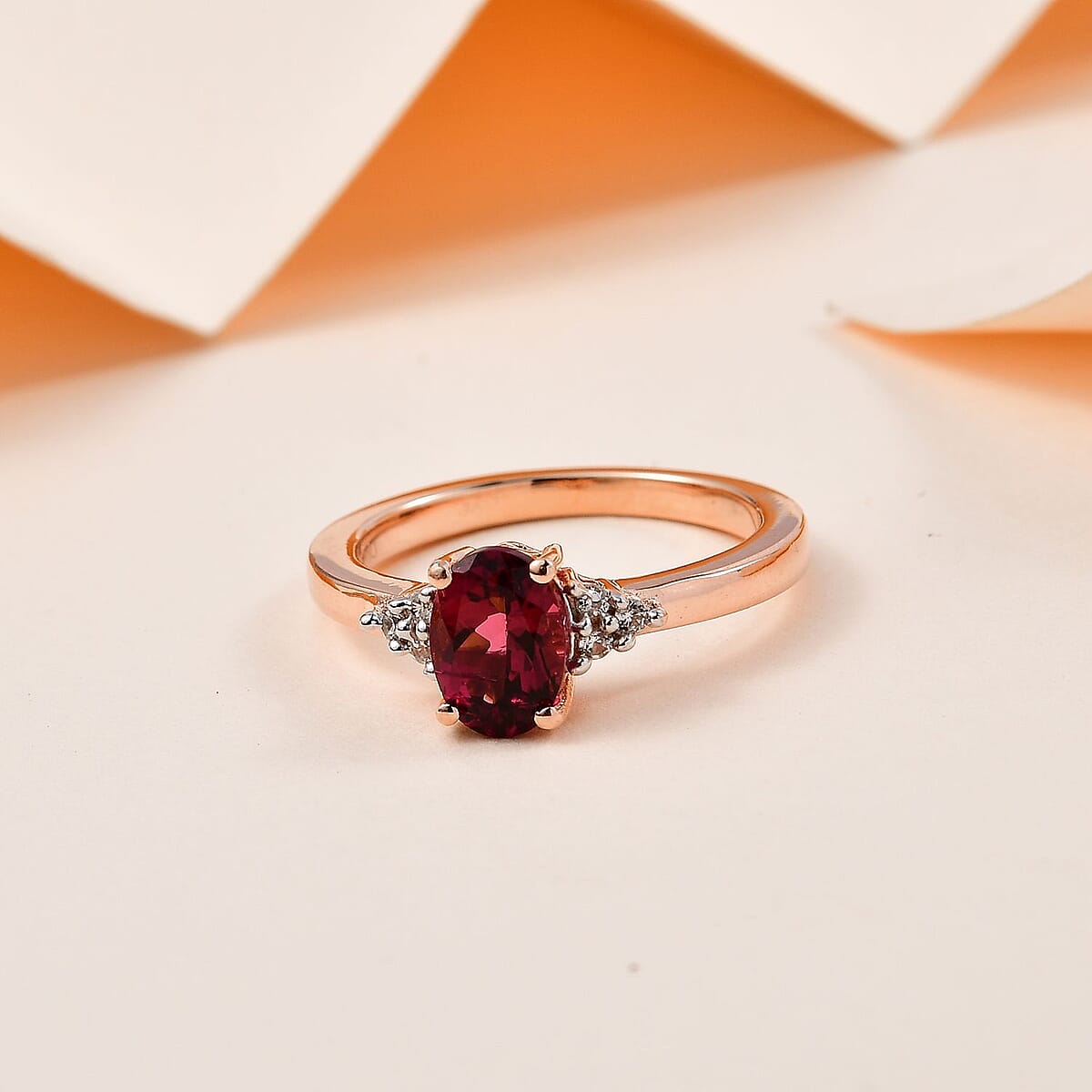 AAA Marropino Morganite and White Zircon Ring in Vermeil Rose Gold Over Sterling Silver, Morganite Jewelry, Pink Birthday Anniversary Gift For Her 1.10 ctw image number 1