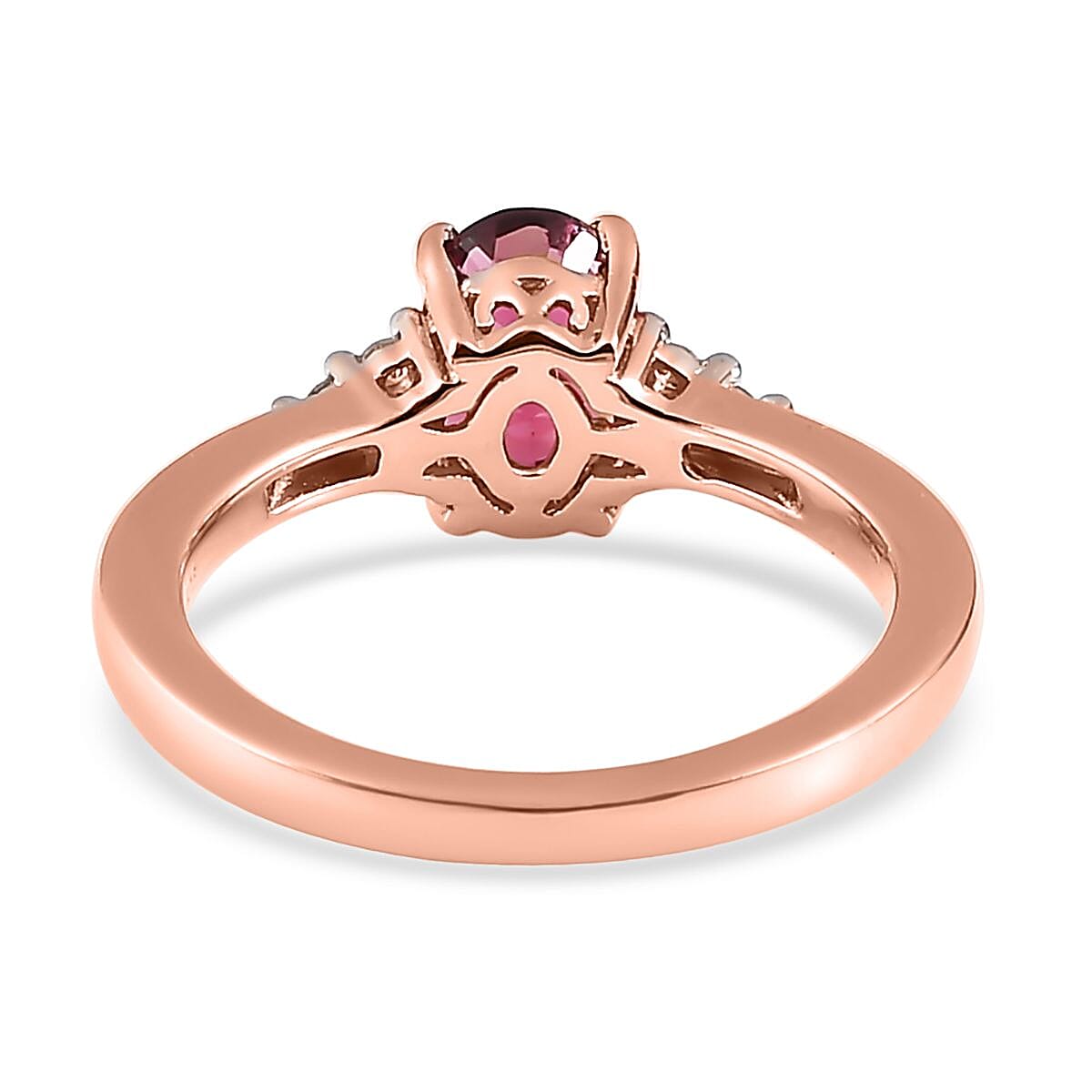AAA Marropino Morganite and White Zircon Ring in Vermeil Rose Gold Over Sterling Silver, Morganite Jewelry, Pink Birthday Anniversary Gift For Her 1.10 ctw image number 4