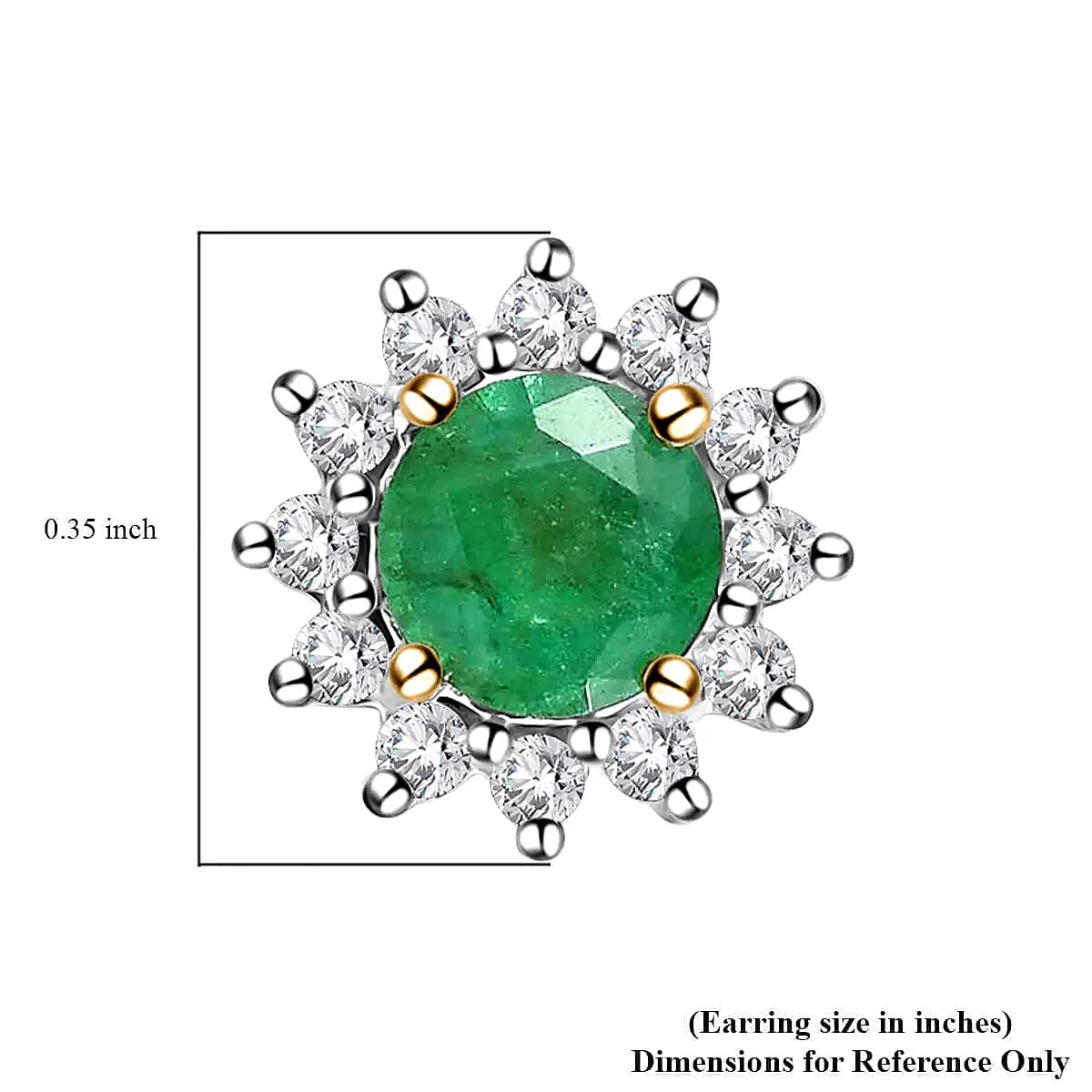 Kagem Zambian Emerald and White Zircon 1.00 ctw Sunburst Earrings in Vermeil Yellow Gold Over Sterling Silver image number 5