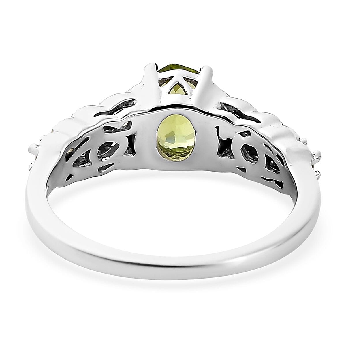 Peridot Ring in Platinum Over Sterling Silver (Size 7.0) 1.25 ctw image number 4
