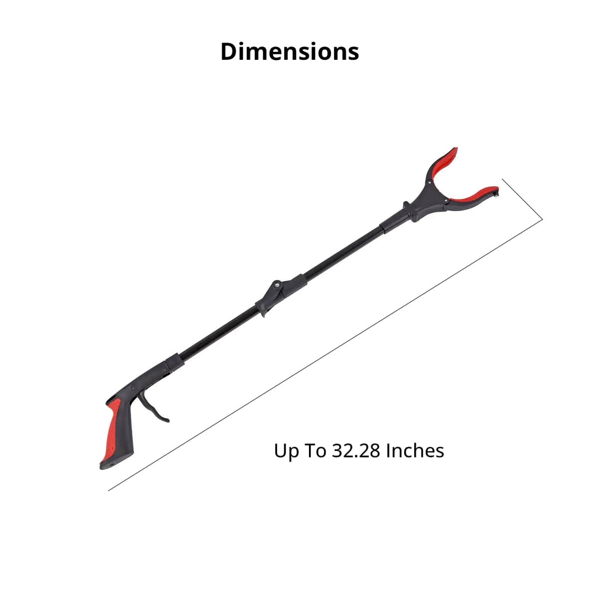 Black and Red Grabber Reacher Tool with Magnet and LED Light (32.28") image number 4