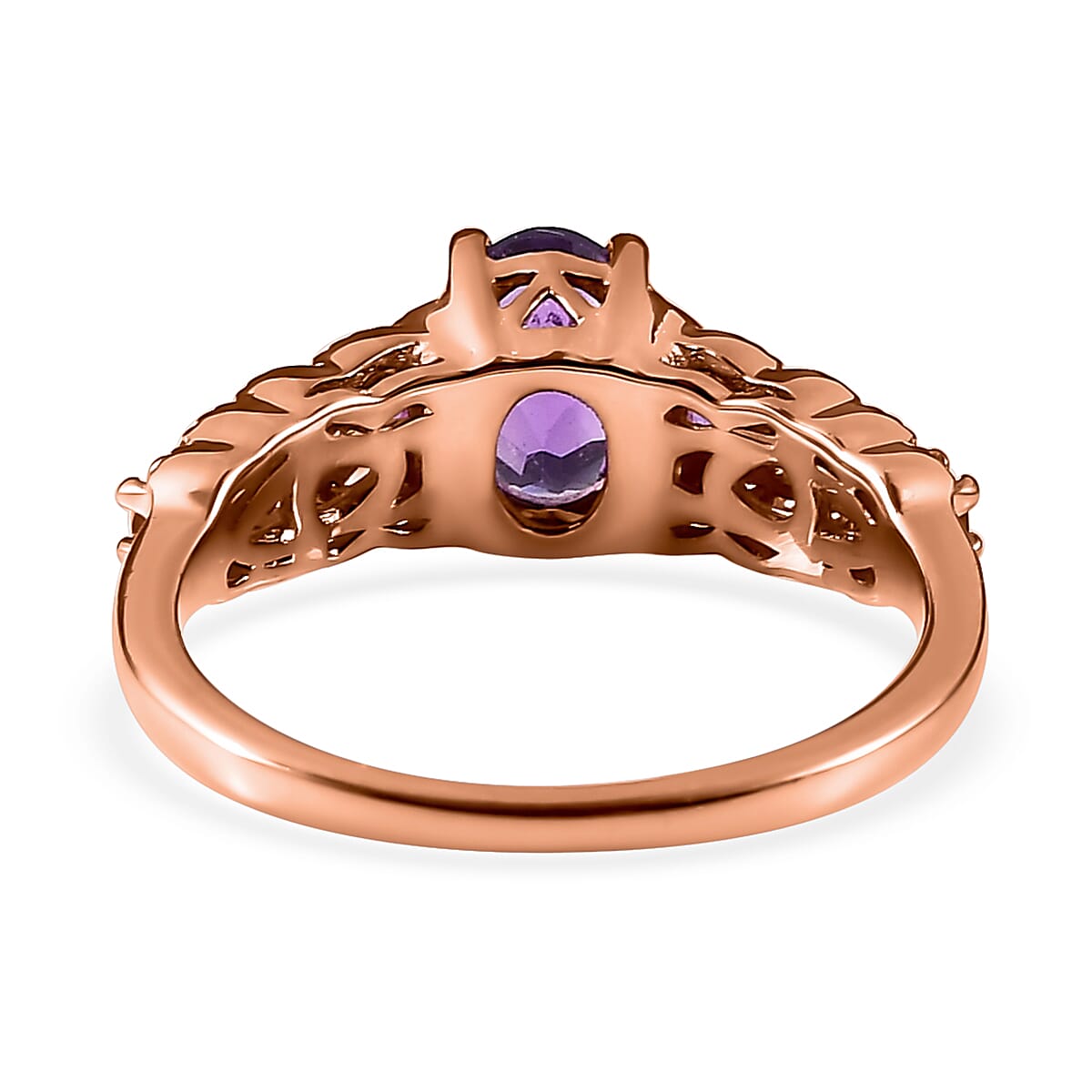 African Amethyst  Ring in Vermeil Rose Gold Sterling Silver (Size 6.0) 1.10 ctw image number 4