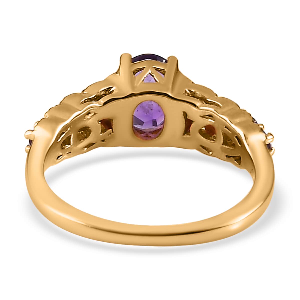 African Amethyst Ring in Vermeil Yellow Gold Over Sterling Silver (Size 6.0) 1.10 ctw image number 4