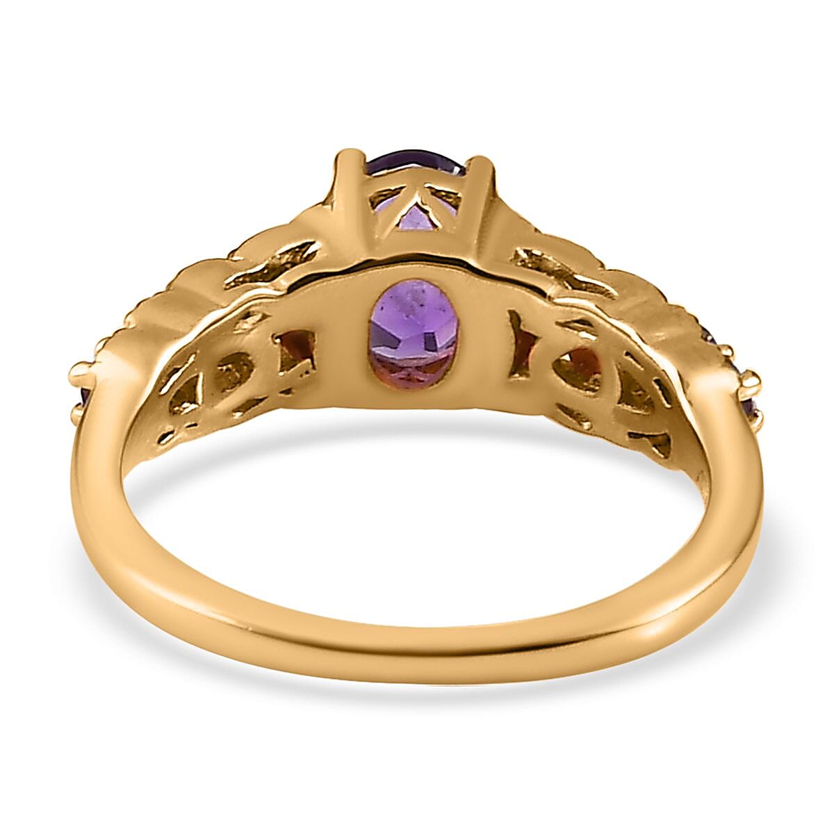 African Amethyst Ring in Vermeil Yellow Gold Over Sterling Silver (Size 9.0) 1.10 ctw image number 4