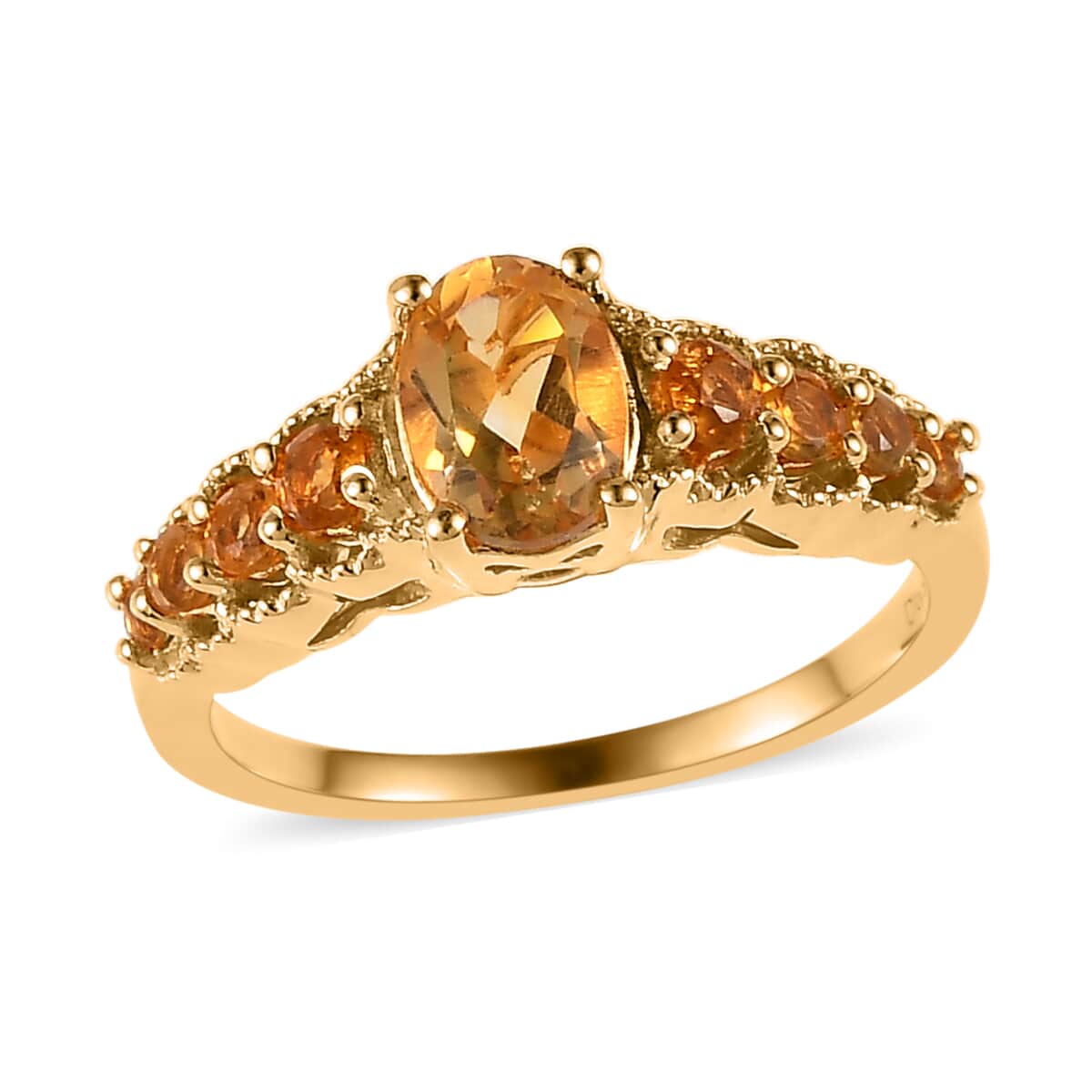 Brazilian Citrine Ring in Vermeil Yellow Gold Over Sterling Silver (Size 8.0) 1.15 ctw image number 0