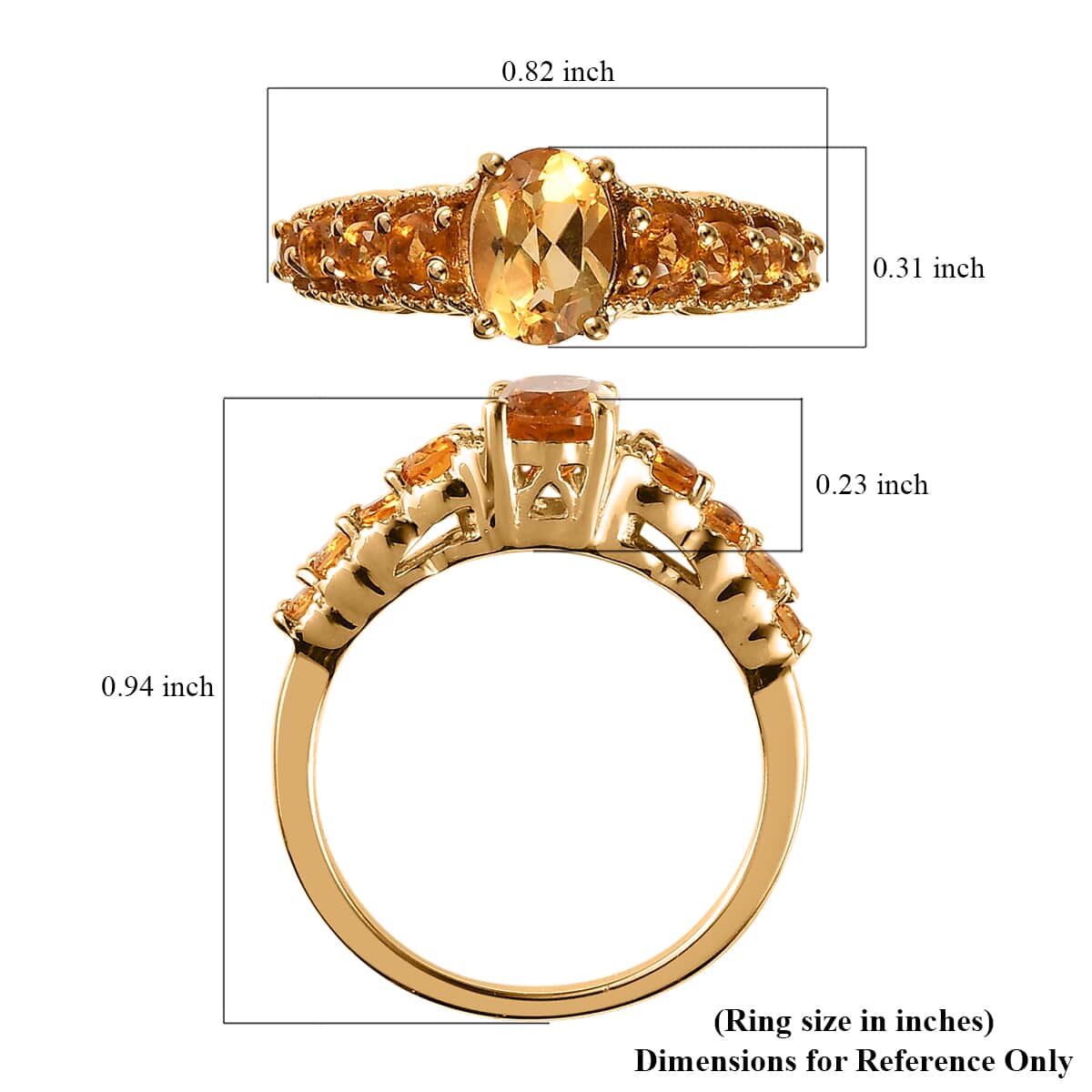 Brazilian Citrine Ring in Vermeil Yellow Gold Over Sterling Silver (Size 8.0) 1.15 ctw image number 5