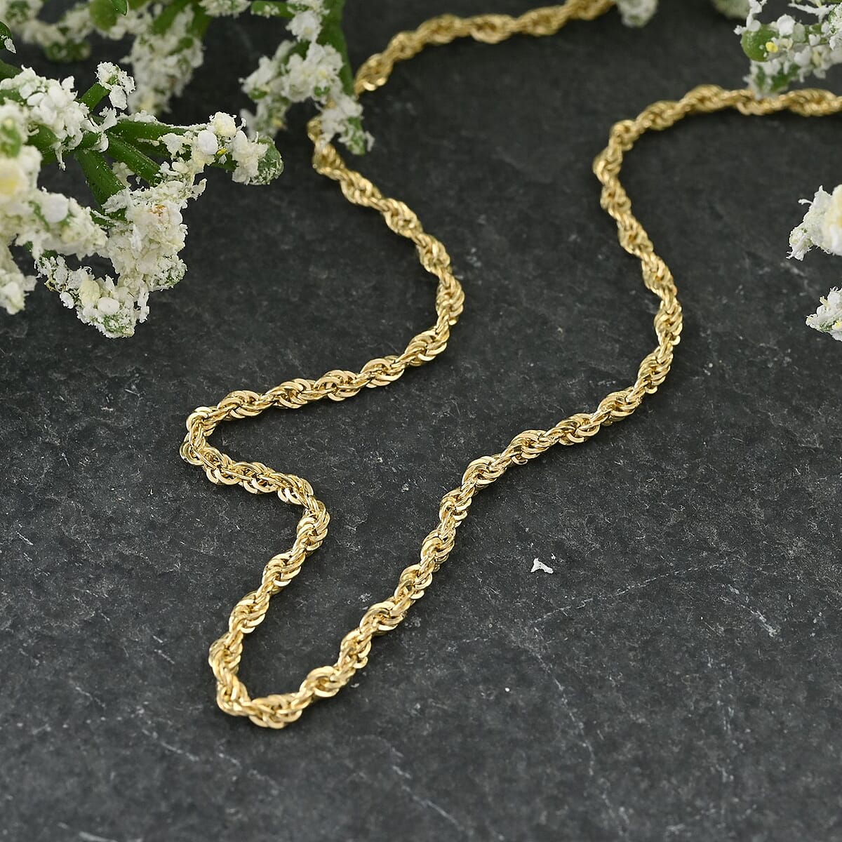 14K Yellow Gold 3.05mm Laser Rope Necklace 18 Inches 4.05 Grams image number 1