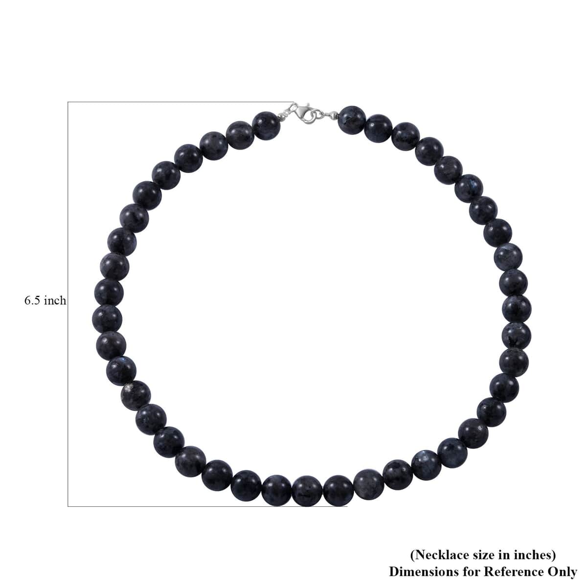 Black Feldspar Beaded Necklace in Sterling Silver, 18 Inch Neck Jewelry For Men Women, Black Necklace, Birthday Gifts 300.00 ctw image number 4