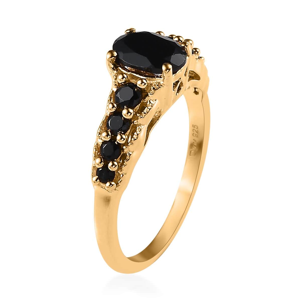 Thai Black Spinel Ring in Vermeil Yellow Gold Over Sterling Silver (Size 9.0) 1.50 ctw image number 3