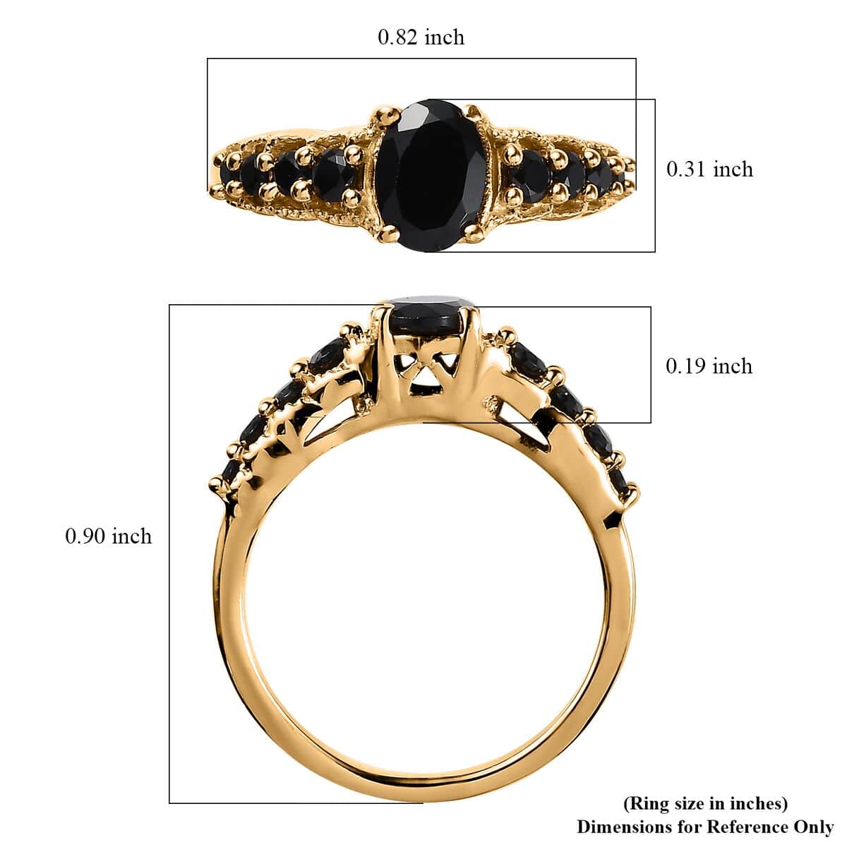 Thai Black Spinel Ring in Vermeil Yellow Gold Over Sterling Silver (Size 9.0) 1.50 ctw image number 5