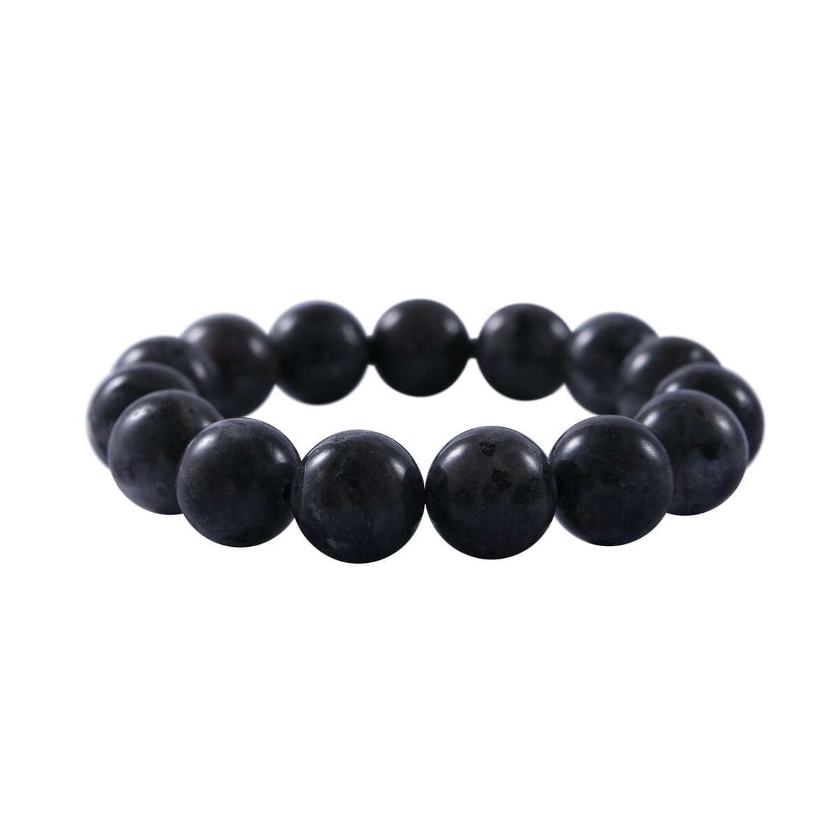 Black Feldspar 12mm Beaded Stretch Bracelet 180.00 ctw image number 2