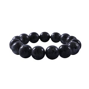 Black Feldspar 12mm 180.00 ctw Beaded Stretch Bracelet 