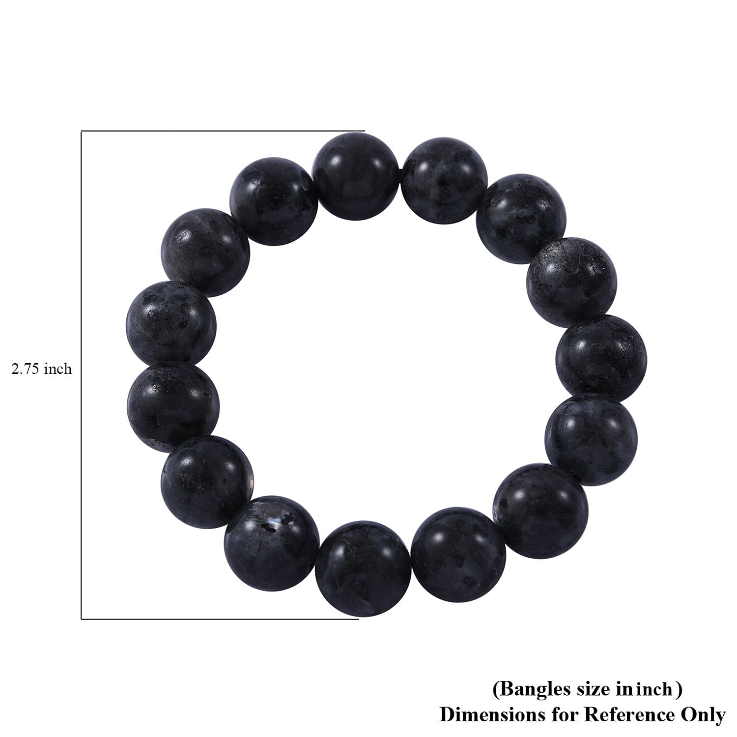 Black Feldspar 12mm 180.00 ctw Beaded Stretch Bracelet
