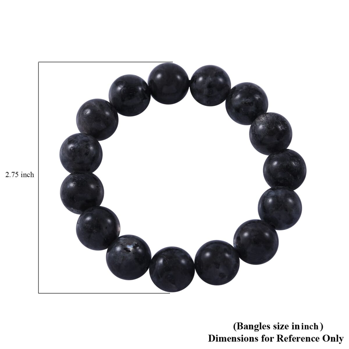 Black Feldspar 12mm Beaded Stretch Bracelet 180.00 ctw image number 3