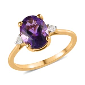 Lusaka Amethyst and Diamond Ring in Vermeil Yellow Gold Over Sterling Silver (Size 6.0) 1.85 ctw