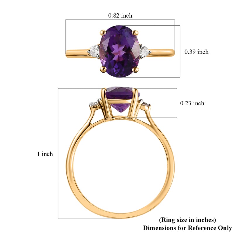 Lusaka Amethyst and Diamond Ring in Vermeil Yellow Gold Over Sterling Silver (Size 6.0) 1.85 ctw