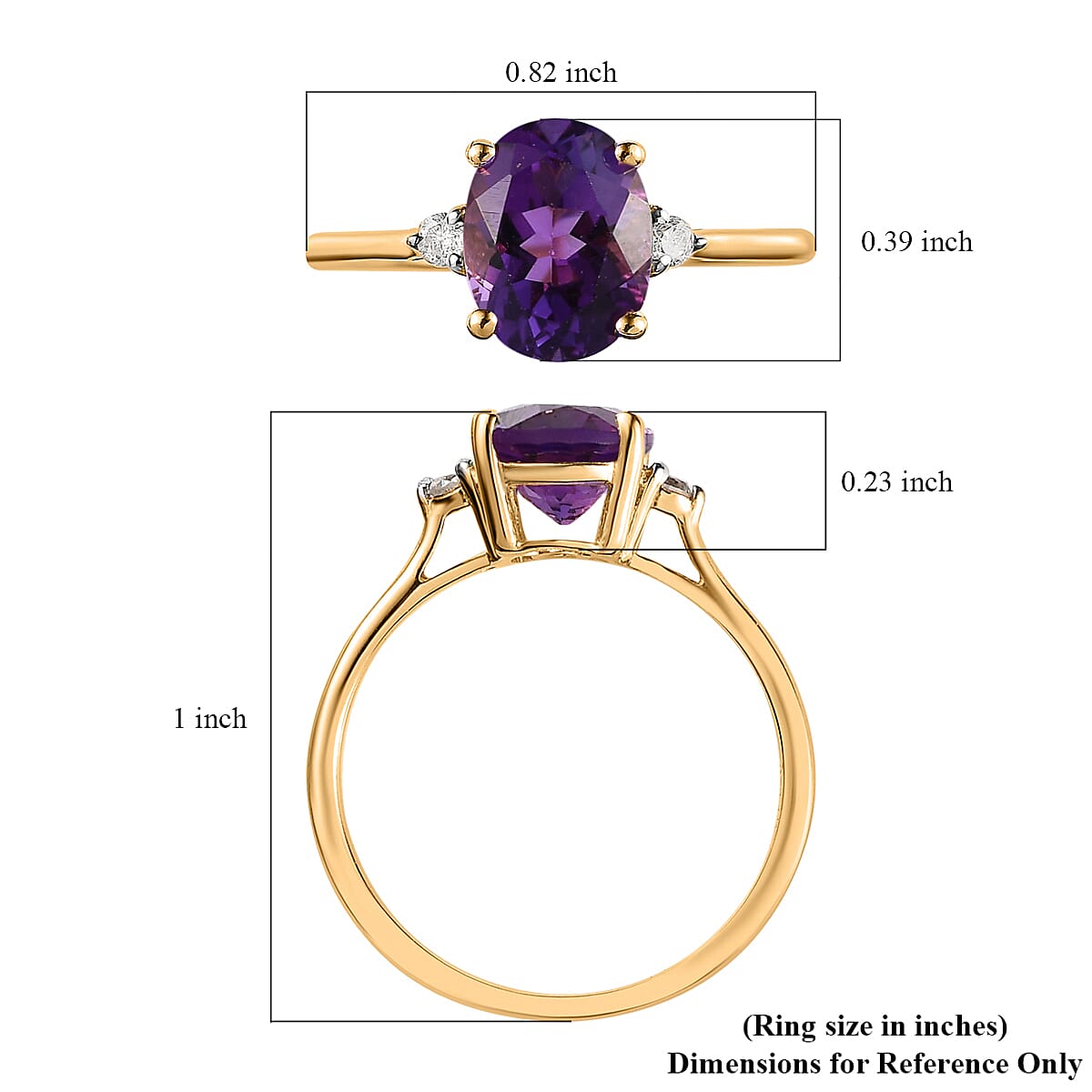 Lusaka Amethyst and Diamond Ring in Vermeil Yellow Gold Over Sterling Silver (Size 7.0) 1.85 ctw image number 5