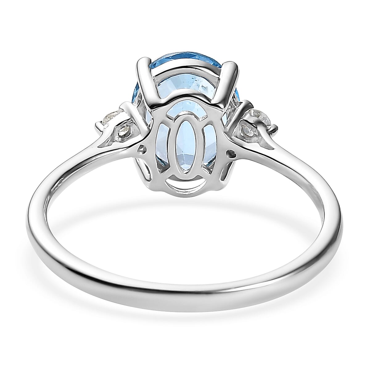 Swiss Blue Topaz and Diamond Ring in Platinum Over Sterling Silver (Size 8.0) 2.20 ctw image number 4