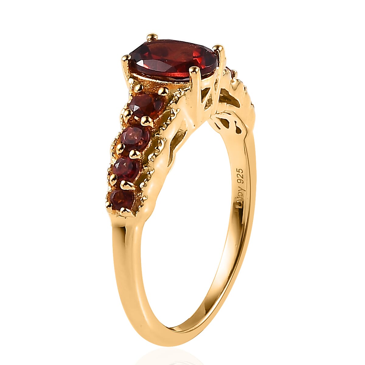 Mozambique Garnet Ring in Vermeil Yellow Gold Over Sterling Silver (Size 7.0) 1.25 ctw image number 3