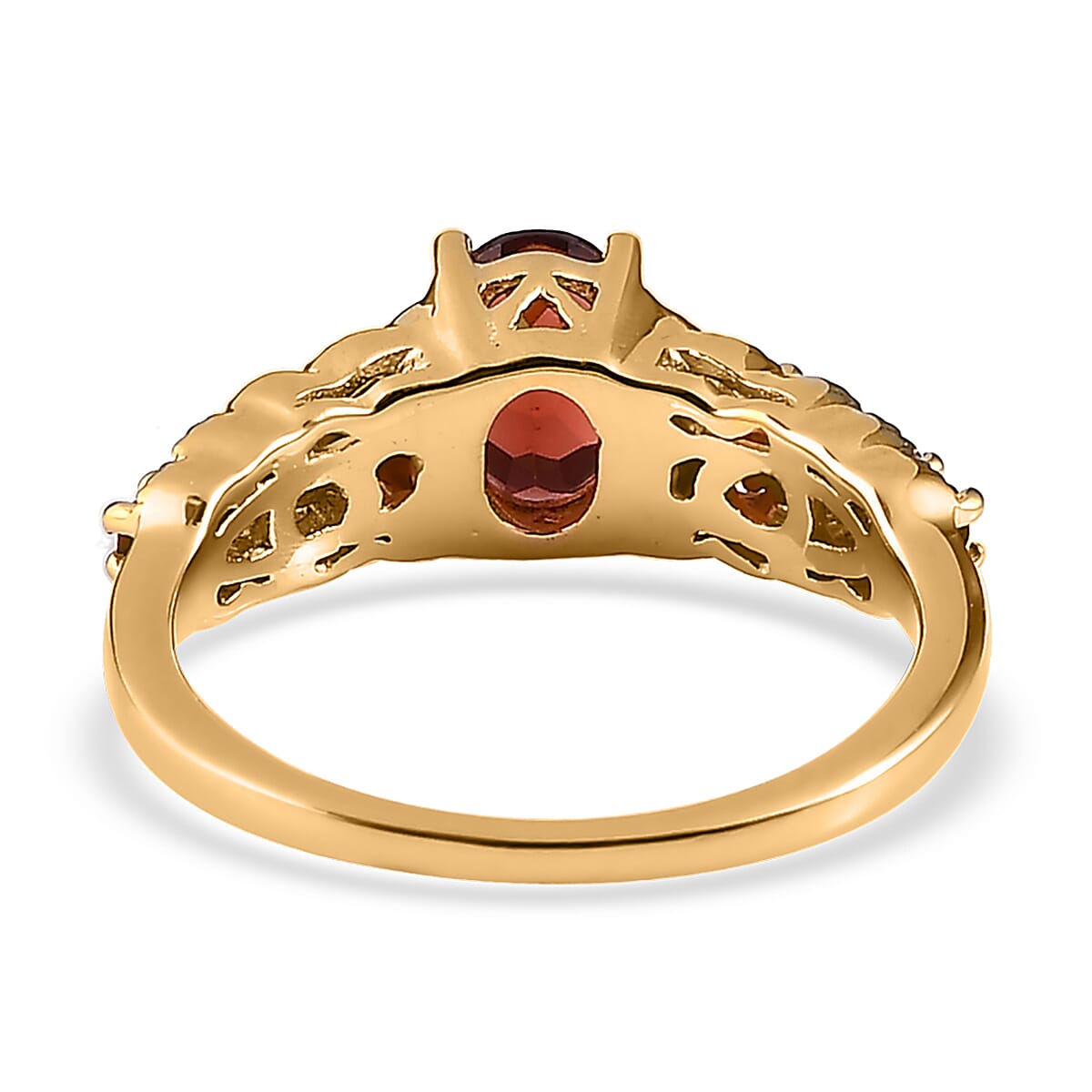 Mozambique Garnet Ring in Vermeil Yellow Gold Over Sterling Silver (Size 7.0) 1.25 ctw image number 4