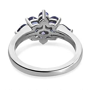 Tanzanite and White Zircon 1.39 ctw Ring in Platinum Over Sterling Silver (Size 10)