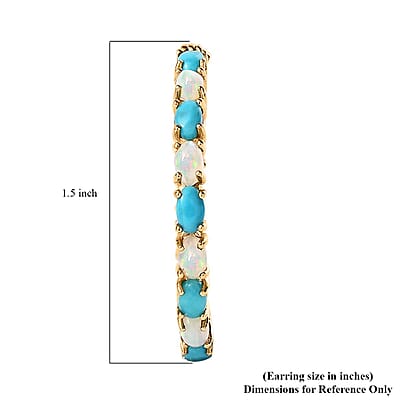 Premium Ethiopian Welo Opal and Sleeping Beauty Turquoise Earrings in Vermeil Yellow Gold Over Sterling Silver 6.25 ctw