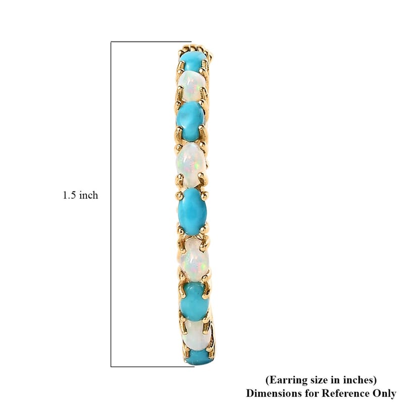 Premium Ethiopian Welo Opal and Sleeping Beauty Turquoise Earrings in Vermeil Yellow Gold Over Sterling Silver 6.25 ctw
