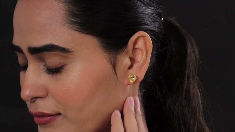 Brazilian Citrine Heart Stud Earrings in Vermeil Yellow Gold Over Sterling Silver 4.50 ctw