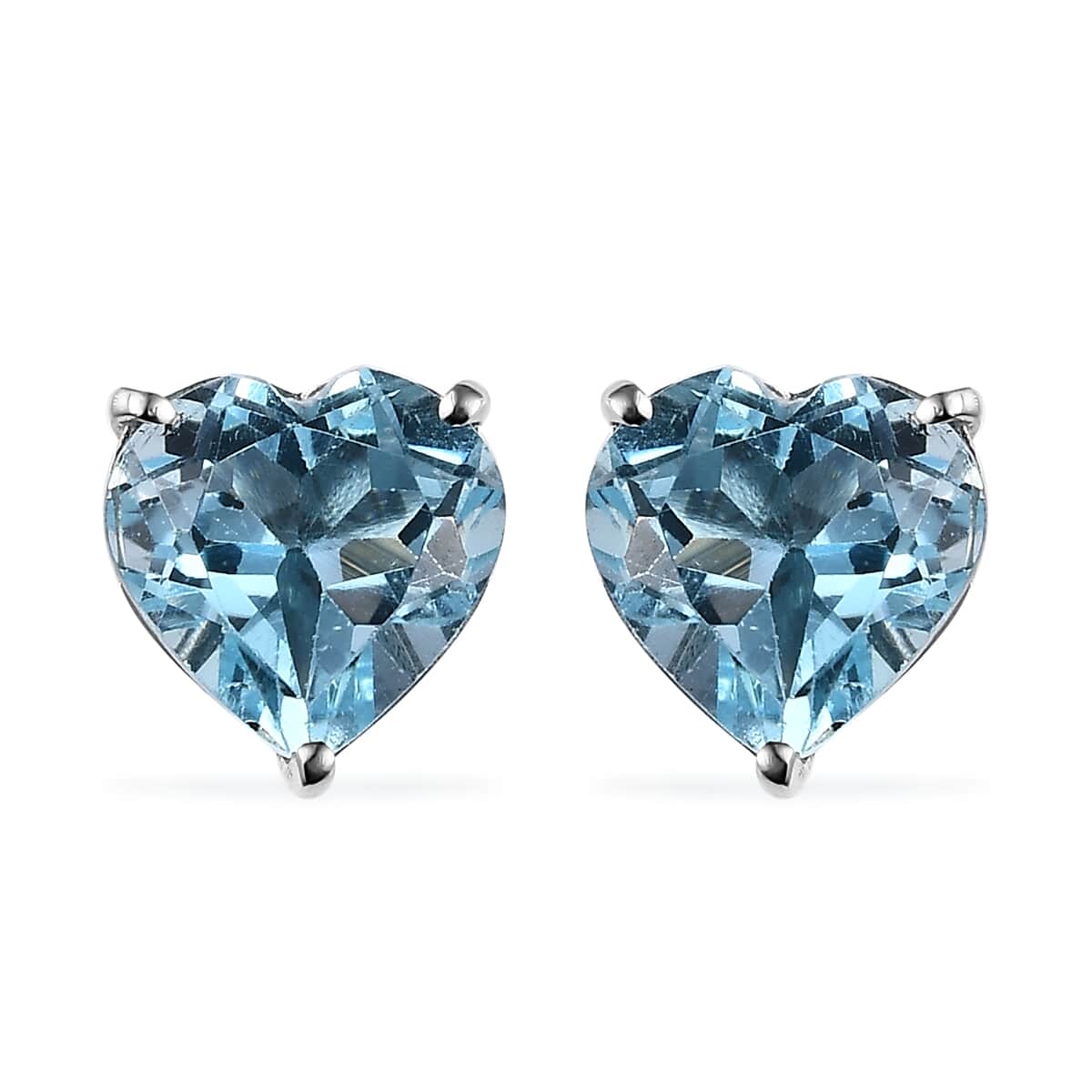 Buy Sky Blue Topaz Heart Stud Earrings in Platinum Over Sterling