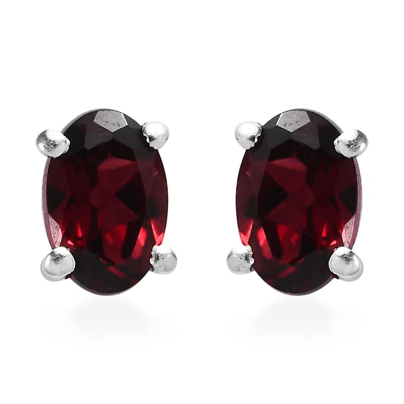 D'Joy Tanzanian Pink Garnet 1.10 ctw Stud Earrings in Platinum Over Sterling Silver